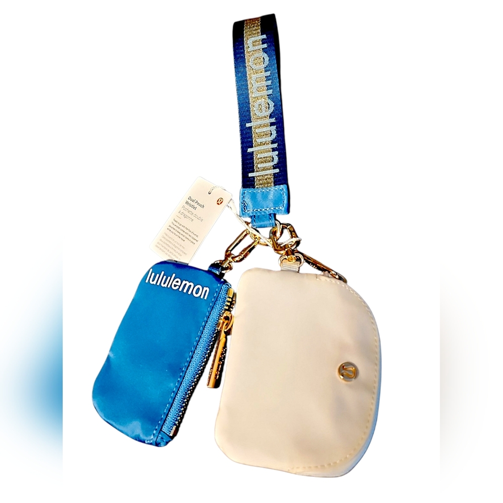 Lululemon Dual Pouch Keychain - Blue & Cream